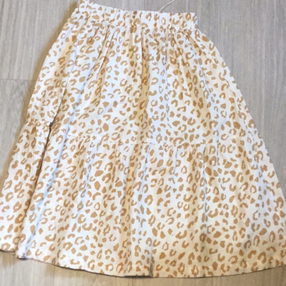 Cream and Tan leopard  A-Line Midi Skirt NWT!!